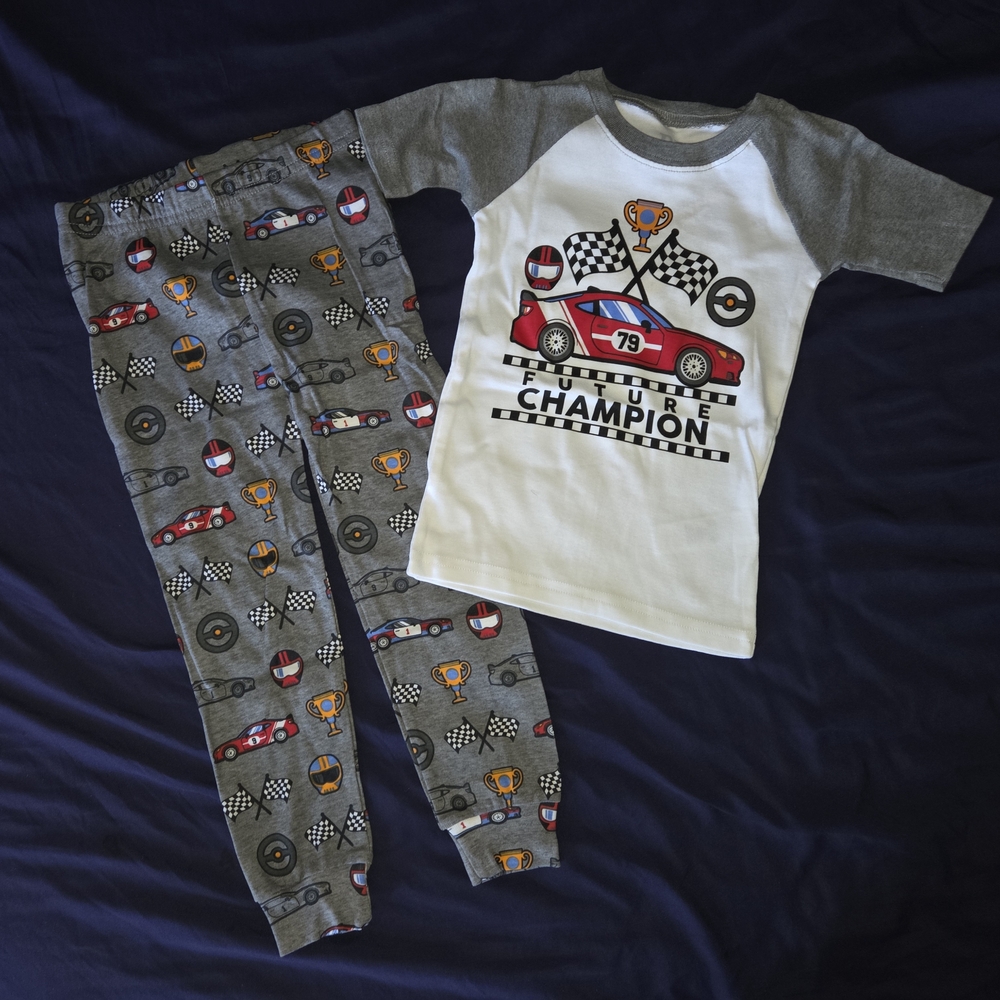 Carter's Gray and White Race Car Pajama Set